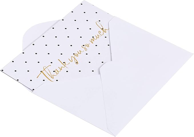 Amazon Basics Thank You Cards and Envelopes, 48 Count, Polka Dot and Stripe