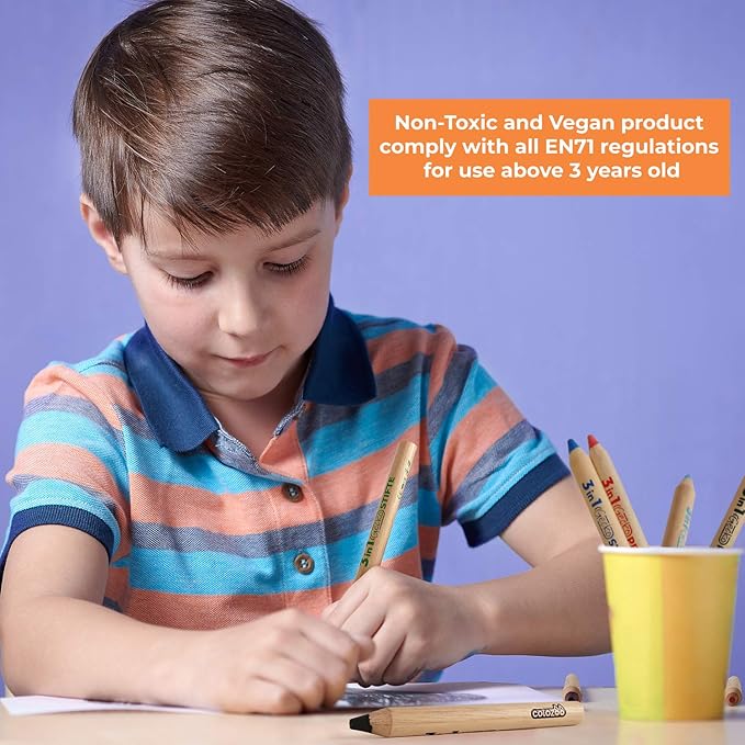 3 In 1 Colouring Pencils | 24 Colours Set inc. Brush And Sharpener | Non-Toxic And Vegan Colours For Ages 3 And Up