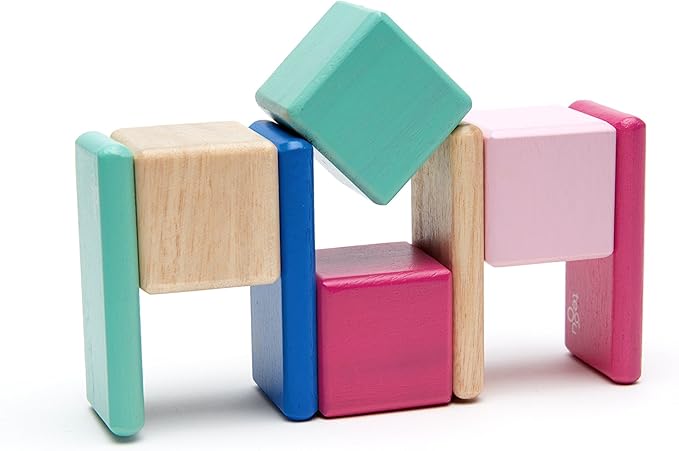 8 Piece Tegu Pocket Pouch Magnetic Wooden Block Set, Blossom