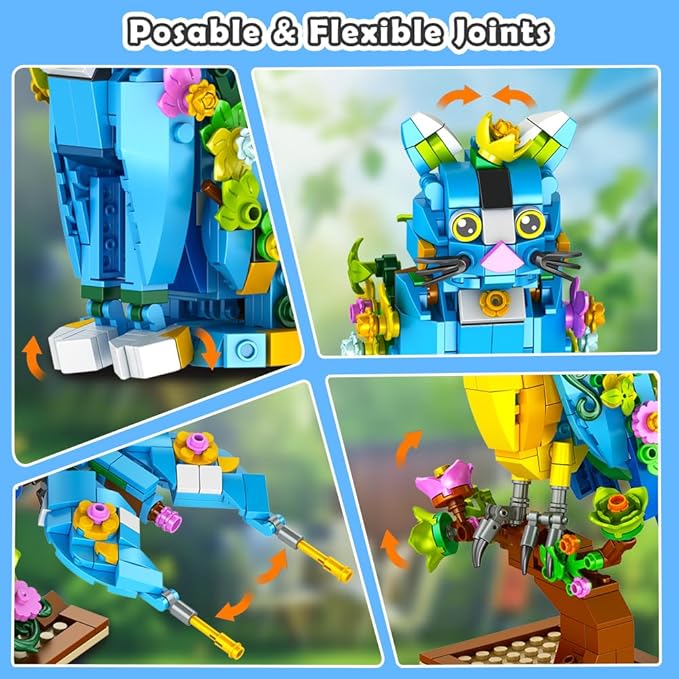 3 in 1 Flower Cat Parrot Butterfly Building Set, Animal Figures Building Toy for Home Office Art Decor, 412 PCS Building Block Gift for Kids Boys Girls Ages 6 7 8 9 10 11 12+ Adults