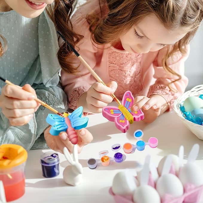 60 Pcs Plaster Painting Party Favors for Kids Birthday Party Supplies Animal Crafts for Kids DIY Painting Statues with Magnet Brushes Palette Organza Bag for Art Favor Bags