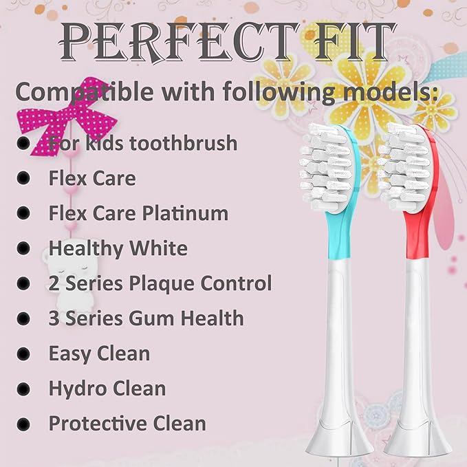 Kids Replacement Toothbrush Head for 7+ Child Soft Brush Red 4 Pack & Blue 4 Pack & 8 Hygienic Cover Compatible with Phillps Sonicare Kids Electric Toothbrush HX6321 HX6340 HX6032 HX6042 Total 8 Pack