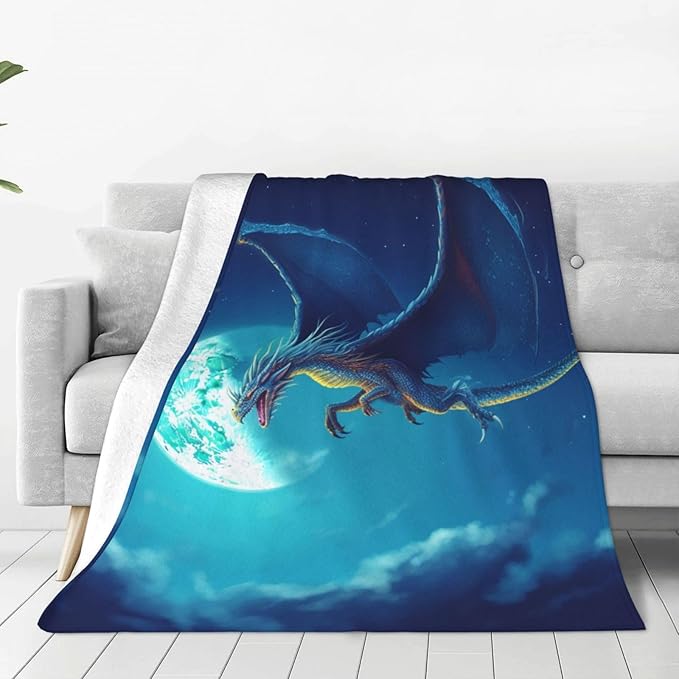 Meteor Dragon Blanket Dragon Throws Blanket Dragon Lover Gifts Dragon Decor Soft Cozy Fleece Plush Warm Flannel Bedding Blanket for Men Boys Girls Kids Adults Couch Travel 60"X80"