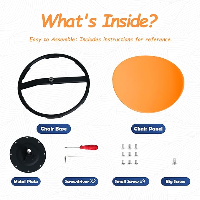 Kids Sensory Swivel Chair - Round Spinning Chair Seat for Balance, Coordination - Sensory Therapy Stool for Kids with Autism & ADHD - Active Indoor Play Chair for Home & Classroom (Orange)