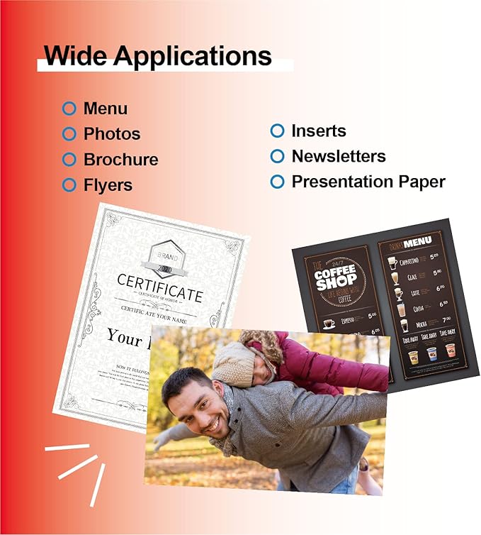 220Sheets Double Sided Photo Paper Glossy Brochure Flyer Paper Inkjet 8.5x11 44lb 160gsm Letter Size for All Dye Ink Printers