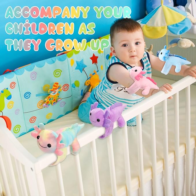 4 Pcs Huggers Salamander Butterfly Dinosaur Stuffed Animal Slap Bracelets for Kids, 8" Plush Animal Wrist Cute Snap Bracelets Bulk for Boys and Girls Birthday Gifts Party Favors (Salamander)