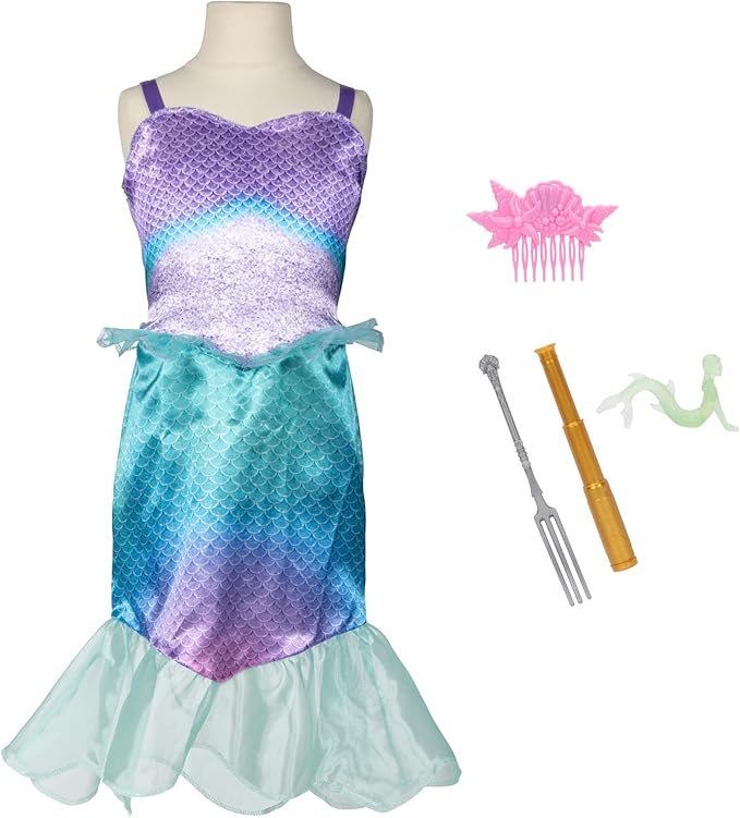 Disney The Little Mermaid Ariel & Ursula Dress Up Trunk, Treasure Chest Includes Ariel and Ursula's Outfit Dresses with Accessories [Amazon Exclusive]