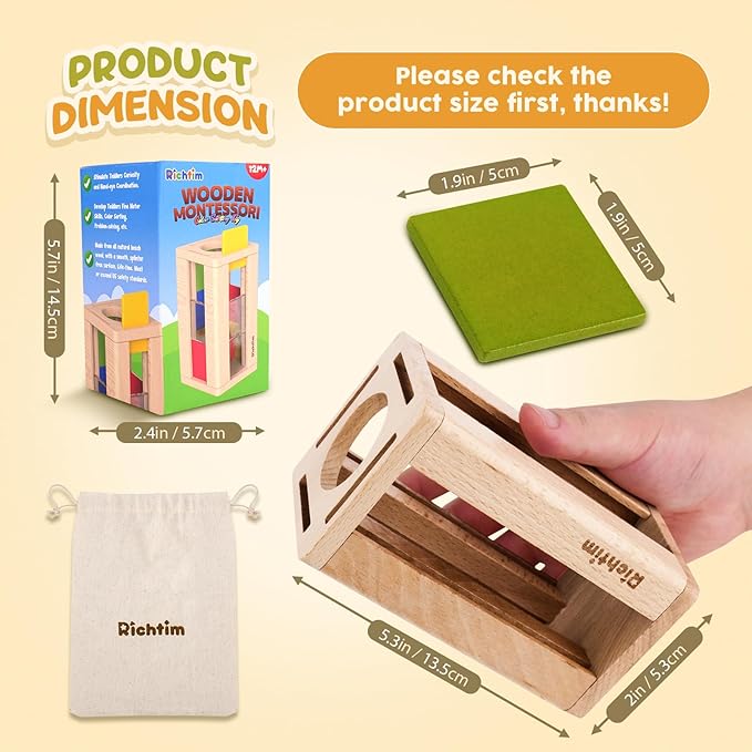 Montessori Toys for 2-4 Year Olds: Wooden Color Sorting Toys for Toddlers and Preschool Learning Activities, Fine Motor Development Sensory Toys, Educational Busy Board Gifts for 3-5 yr Boys and Girls