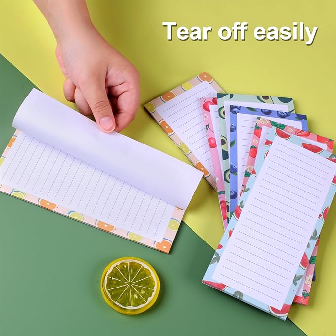 9 Pack Magnetic Notepads for Refrigerator, Magnetic Notepads for Refrigerator, Fruit Design Magnetic Grocery List Pad for Fridge, Full Magnet Back Shopping Lists, 25 Sheets Per Note Pads