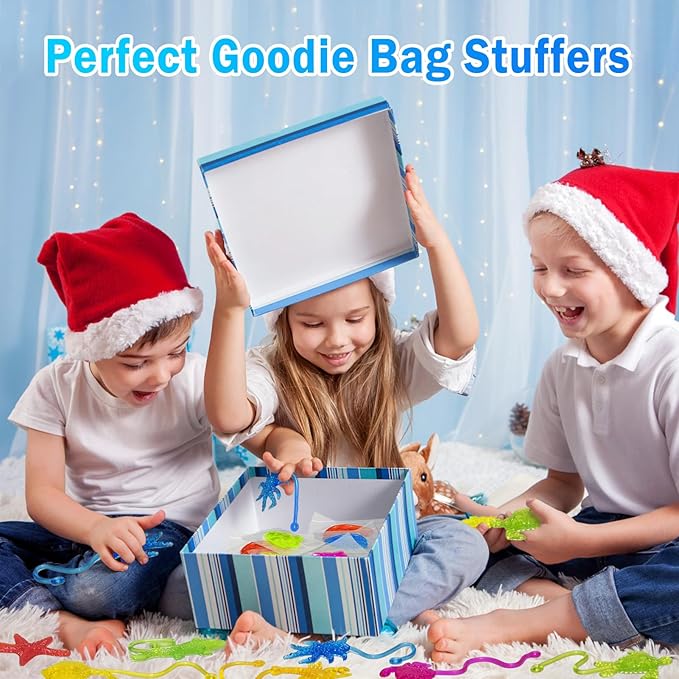 42PCS Sticky Hands Bulk Ocean Animal Party Favors for Kids Stretchy Sticky Hand Fidget Toys Goodie Bag Stuffers Treasure Box Toys for Classroom Prizes Birthday Party Supplies Easter Basket Stuffers