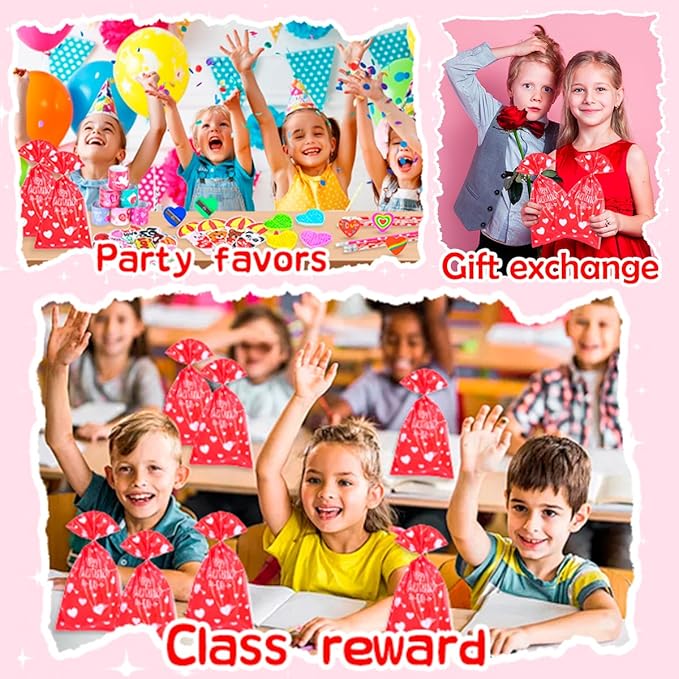 28 Pack Valentines Day Gifts for Kids Classroom, 222 PCS Valentines Exchange Party Favors Toys with Pencils, Erasers, Stickers, Cards, Slap Bracelets, Mazes, Assorted Valentines Stationery Kit
