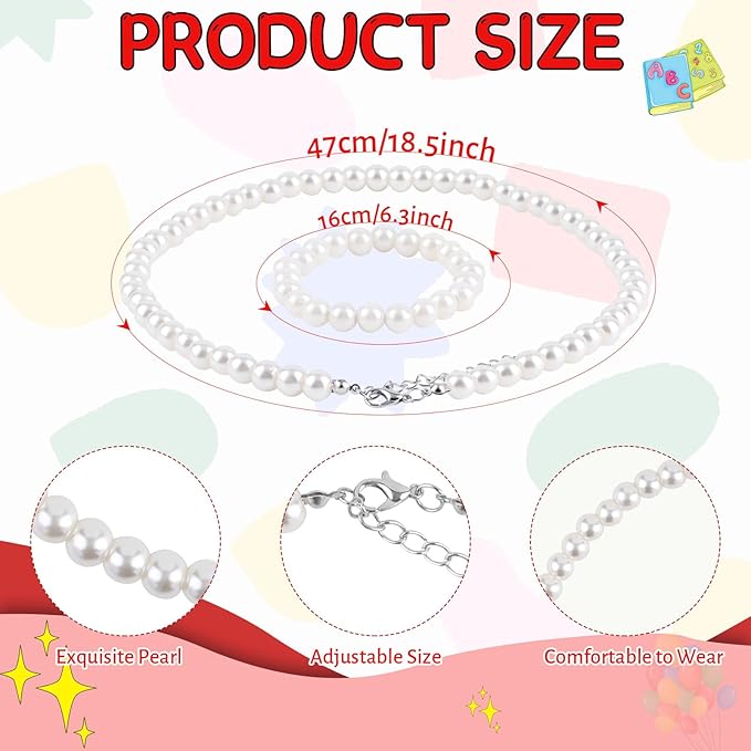 9 PCS 100 Days of School Old Lady Wig Set Include Wig Glasses Necklace Bracelet Glasses Chain Bag Cane and Stickers