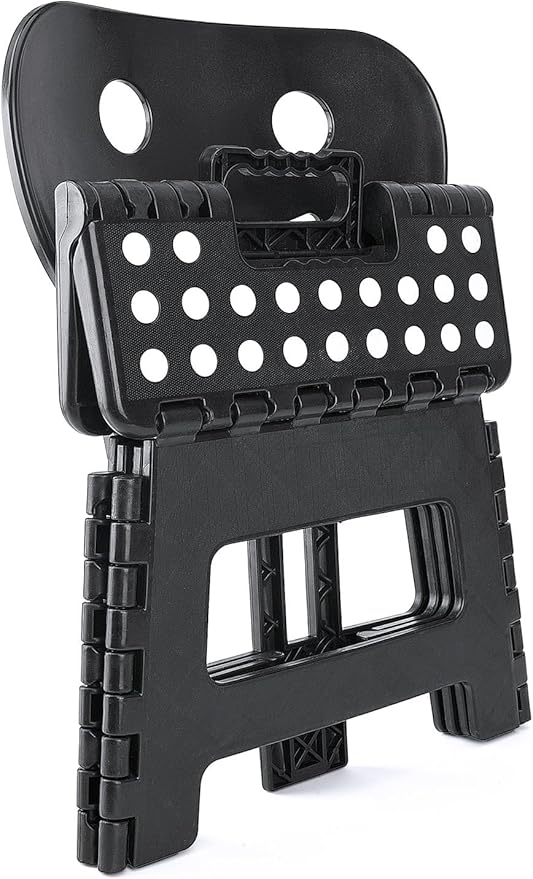 ACSTEP Folding Step Stool with Back Support for Kids,9" Kids Step Stool for Outdoor or Indoor Kitchen Step Stools and Bathroom Stool for Toddlers Boys Girls - Black, 10 Pack