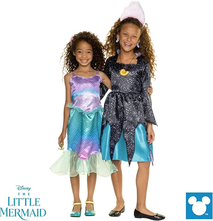 Disney The Little Mermaid Ariel & Ursula Dress Up Trunk, Treasure Chest Includes Ariel and Ursula's Outfit Dresses with Accessories [Amazon Exclusive]