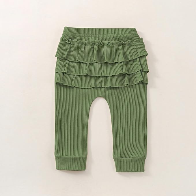 Baby Girl Clothes Newborn Infant Fall Winter Outifts Ribbed Ruffle Long Sleeve Romper Pant Outfit Set 3pcs 0-18Months