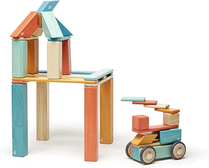 42 Piece Tegu Magnetic Wooden Block Set, Sunset, 1-99 years old