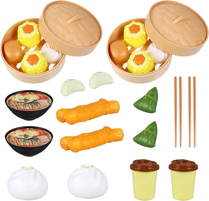 2 Sets Induction Cooker for Steamer Buns Children Pretend Breakfast Toys Chinese Breakfast Play Toy Pretend Toys for Breakfast Steamed Toy Kitchen Cooking Toys
