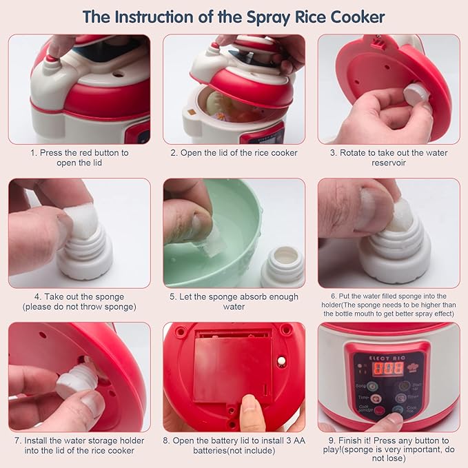 25PCS Kids Kitchen Pretend Play Toys, Mini Electronic Rice Cooker Toys, Cooking Toys with Music Steam Effect, Cookware Kits Kitchen Playset Food Accessories for Toddlers Boys Girls