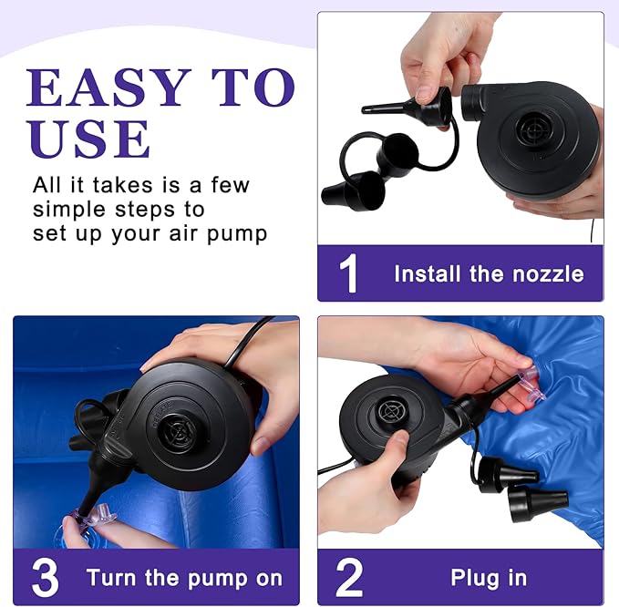 2 Pcs Bean Bag Chairs for Adults Kids Inflatable Chairs with Electric Air Pump Blow up Chair Inflatable Lazy Sofa Folding Portable Inflatable Chair for Living Room Bedroom(Blue)