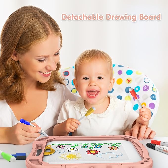 Kids Art Easel, Adjustable Drawing White Board & Chalk Board, Toddler Standing Easel with Painting Accessories, Gift for Girls Boy (Orange)