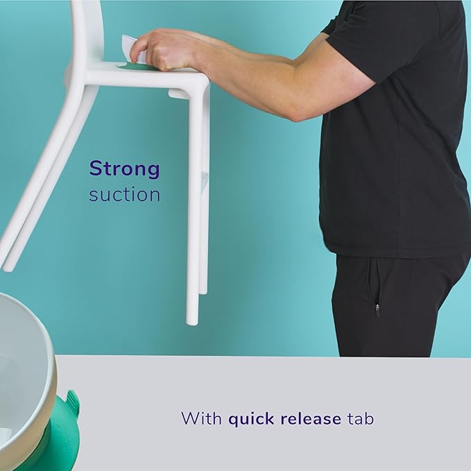 doddl Toddler and Baby Suction Bowl, Ergonomic Toddler Dishes for Self Feeding, 1-3 Year Olds, Dishwasher Safe, BPA Free (White & Aqua)