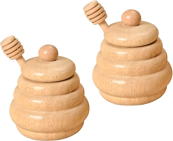 2pcs Wooden Beehive Toys with lid and Honey Stick, Sorting Stacking Toys for Toddlers Montessori Wooden Toy for Toddlers, Sensory Bin Toys for 3 4 5 Years Old