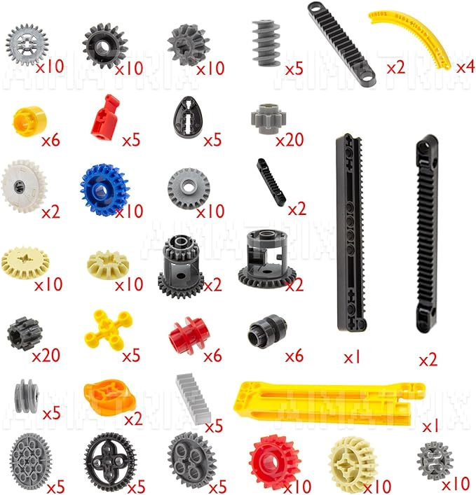 237Pcs Technic-Parts Building Blocks,Gears-Axles-Pins Axle-Pin-Gear Compatible with Major Brands Rack-Gear-Axle Pin Connector-Differential, MOC Replacement Parts Kit.