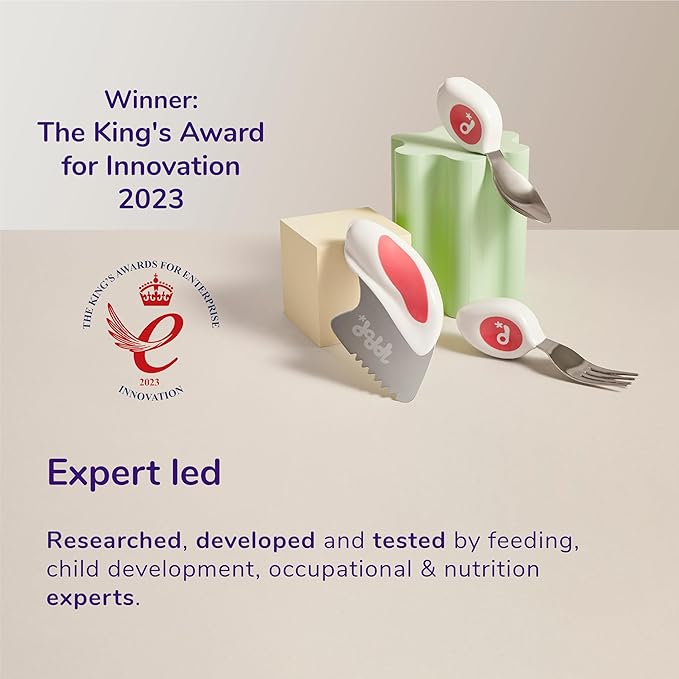 doddl Toddler Utensils, Ergonomic Fork Spoon and Knife Set for Self Feeding, Stainless Steel Silverware for 1-3 Year Olds, BPA Free, Dishwasher Safe (Indigo)