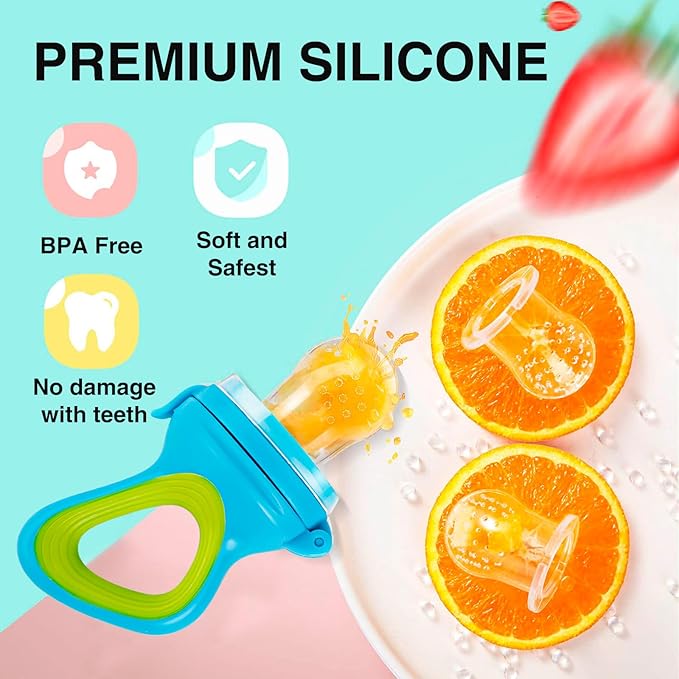Baby Fruit Feeder by HAOBAOBEI, Frozen Teething Toys for Babies, Baby Food Pacifier Feeder with 3 Sizes Silicone Pouches, Baby Eating Essentials,BPA Free Baby Feeding Supplies -2 Pack