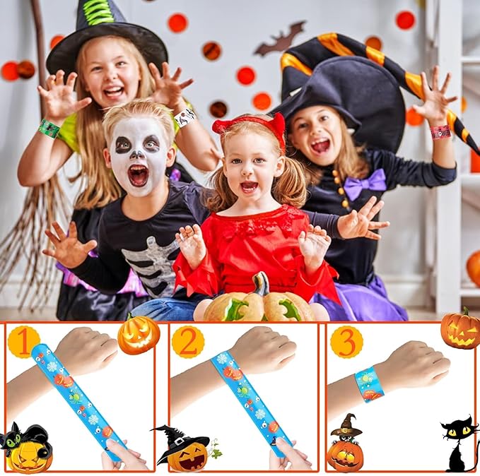 48Pcs Holiday Bracelets Party Favors for Kids Slap Bracelets Holiday Bag Stuffers Treats Non Candy Holiday Goodie Bag Fillers Stuffers Snap Bracelet Party Supplies, PVC Polyvinyl Chloride