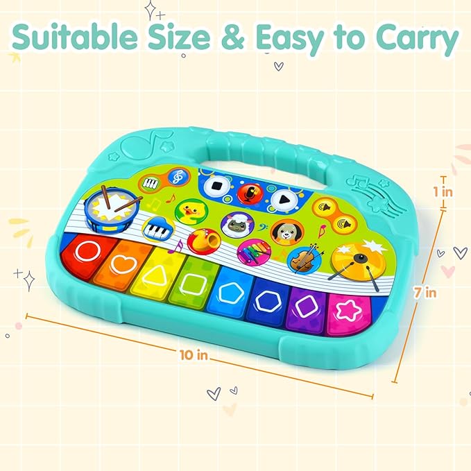 PLAY Baby Musical Toys - Toddler Piano Toy Keyboard Baby Piano & Drum Toys Infant Piano with Animals Sound Early Learning Educational Interactive Musical Gift Toy for 1 Year Old Boys Girls