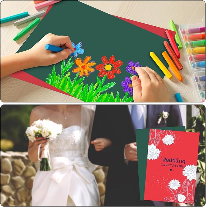 300 Sheets Red Green Cardstock Paper 8.5 x 11 inches, 180 GSM/65 lb Thick Card Stock Paper Construction Paper for DIY Christmas Cards