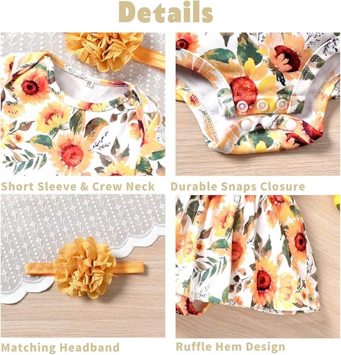 Aalizzwell Newborn Infant Baby Girls Bodysuit Dress