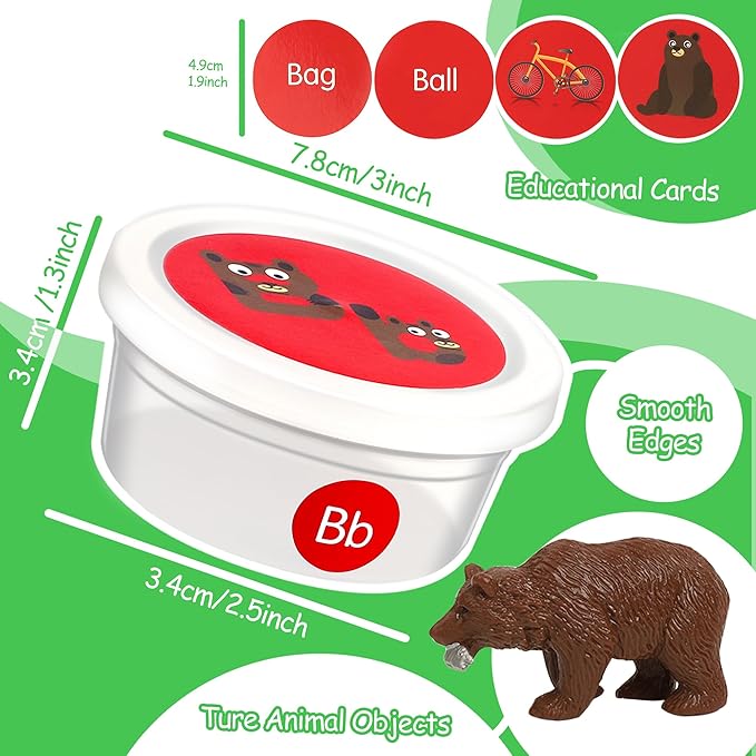 Alphabet Learning Toys for Toddlers, 104 Flash Cards and 26 Animal Objects, Uppercase Lowercase ABC Matching Color Sorting Game, Montessori Preschool Educational Learning Toys for Kids 3 4 5 Year Old