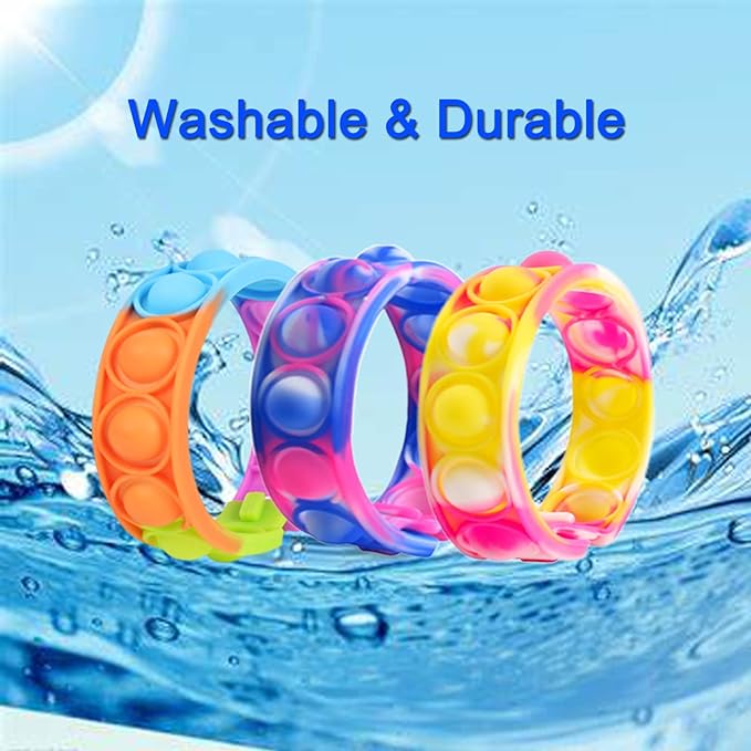 30 Pcs Pop Bracelet Bubble Fidget Toys for Party Favors, Hand Finger Silicone Wristband Bulk for Student Classroom Prizes, Goodie Bag Fillers Stuffers Birthday Christmas Valentine Gifts for Kid