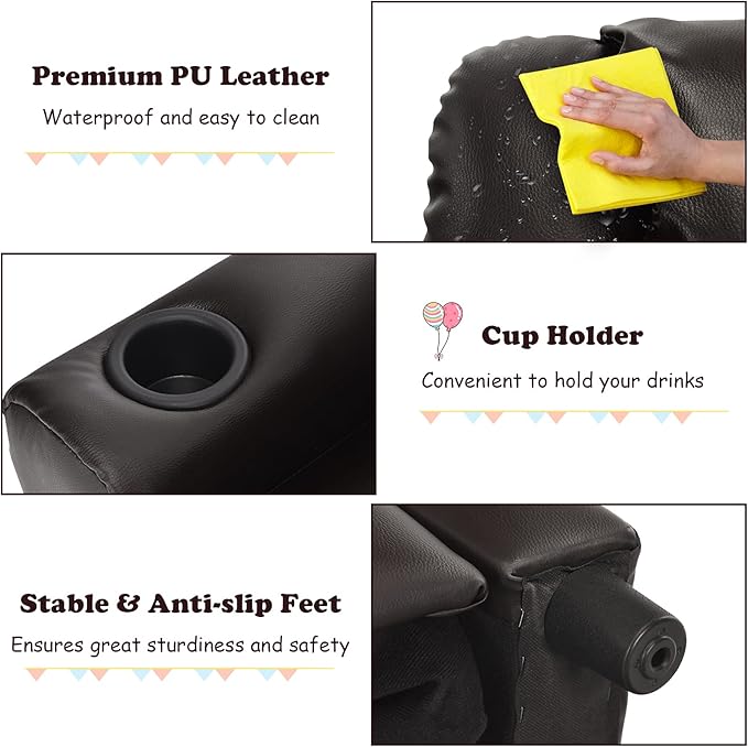 ARLIME Kids Recliner chair, toddler Armchair Upholstered Couch with Cup Holder, Backrest, baby Leather sofa with Headrest and Footrest, Child Furniture for Ages 2-7
