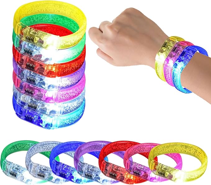 14pcs Glow Bracelets with 14pcs Spare Batteries Glow in The Dark Bracelets Toys for Party Favors