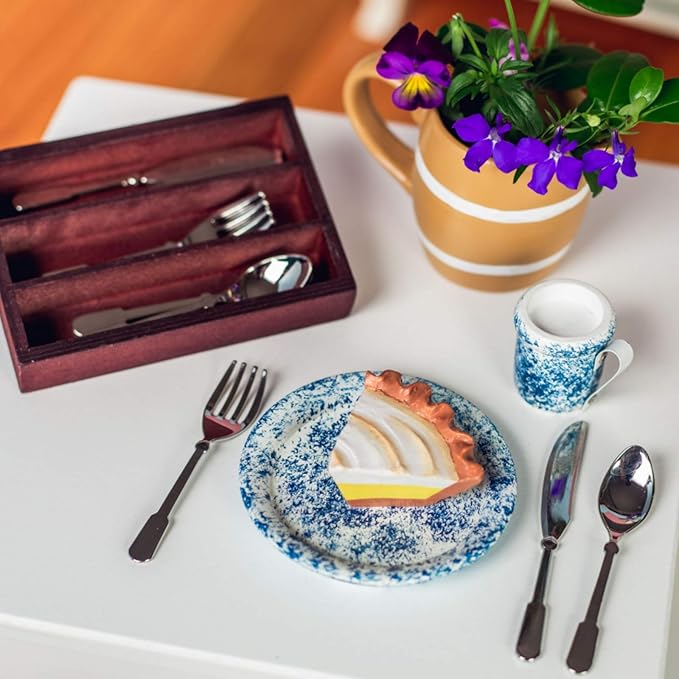 The Queen's Treasures 18 Inch Doll Kitchen Food Accessories,13 Piece Colonial Flatware Utensil Set, 4 Knives, 4 Forks, 4 Spoons, and Wooden Silverware Tray. Compatible For Use With American Girl Dolls