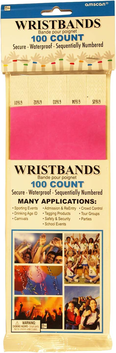 Amscan Pink Plastic Wristbands Party Supplies, One Size