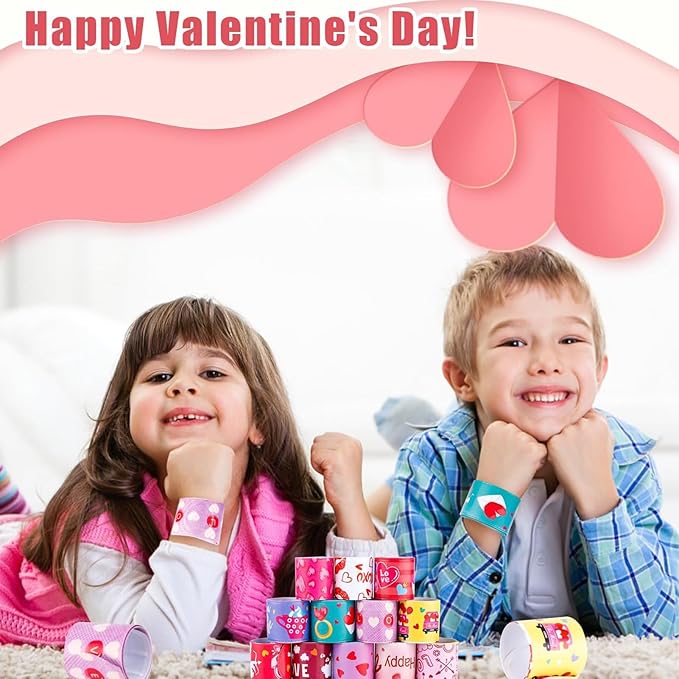 36 PCS Valentines Day Slap Bracelets Kids Party Favors, Bulk Snap Bracelet St Patrick's Day Party Favors Supplies for kids&teens Gifts Teacher Classroom School Favors Prizes