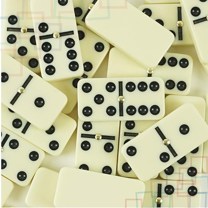 Premium Double 6 Dominoes Set, Jumbo Domino Set with Leather Case, Classic Domino Game for Adults & Kids, Travel-Friendly, Durable & Easy to Read Tiles