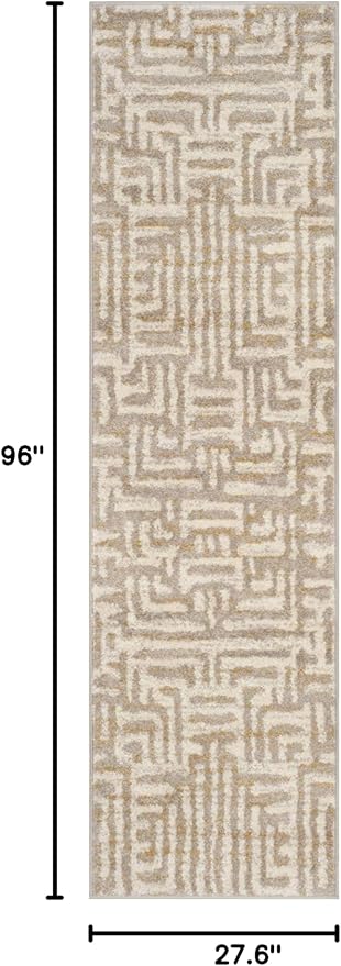 SAFAVIEH Amsterdam Collection Runner Rug - 2'3" x 8', Ivory & Mauve, Modern Abstract Design, Non-Shedding & Easy Care, Ideal for High Traffic Areas in Living Room, Bedroom (AMS106A)