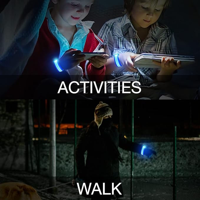 8 PCS LED Glow Bracelets, Light Up Wristbands - Halloween Glow in The Dark Party Bracelets Favors Supplies for Christmas, Concerts, Festivals, Game Prizes, Sports, Rave Accessories（Blue）