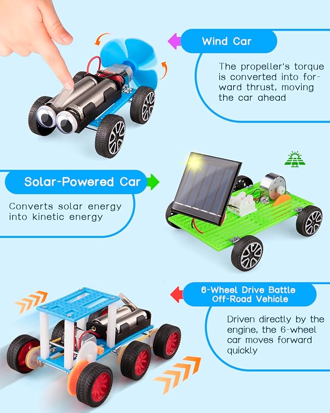 6-in-1 STEM Kit for Kids Ages 6-12, STEM Toys for Boys Ages 8-12, Robot Building Kit & Car Crafts for Kids, Science Activities Robotics Kits for 6 7 8 9 10 12 Year Old Boys Girl Birthday Gifts