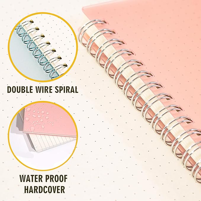 4 Pack Dot Notebook, 5.9 x 8.3 Inches Spiral Notebooks for Work, School and Journal with 110 GSM Journal Dotted Paper, Small Notebook with 80 Sheets/160 Pages, Hardcover Dot Journal Notebook