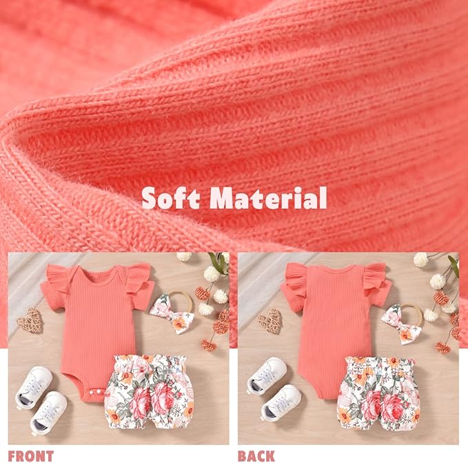 Aalizzwell Baby Girls Ribbed Bodysuit Bloomer Shorts Outfits Summer Clothes