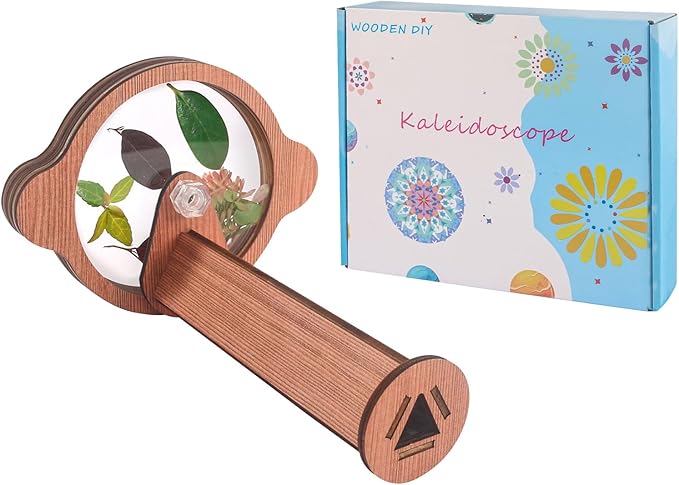 2PCS Natural DIY Kaleidoscope Kit for Kids, Newest Outdoor Classic Handmade Education Toys, Magic Wooden Rotating Kaleidoscope Making Set, Best Gift for Nature Lovers (2 Pcs Planets)