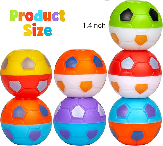 24 Pack Party Favors for Kids 8-12 4-8 Mini Soccer Ball Fidget Spinners Bulk, Valentines Day Gifts for Kids Classroom Goodie Bag Stuffers, Soccer Fidget Toys for Kids Classroom Prize Birthday Gifts
