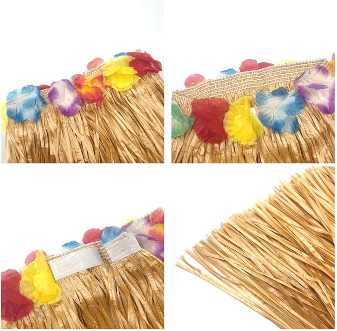 40cm Performance grass skirt with flowers bracelets headband necklace Hula set Gold