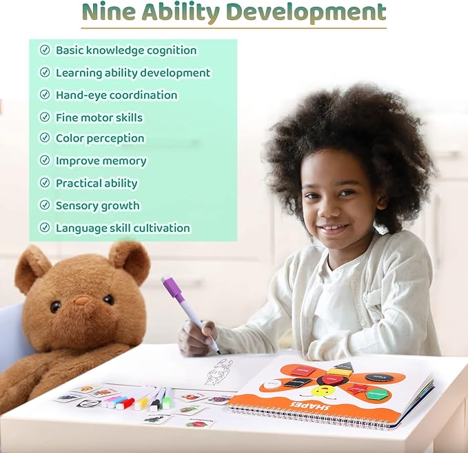 Montessori Busy Book for Toddler, Preschool Learning Activities & Educational Toys, 12 Themes Preschool Workbook Activity Binder, Autism Learning Materials and Travel Toys Books for 2 3 4 5 Year Olds